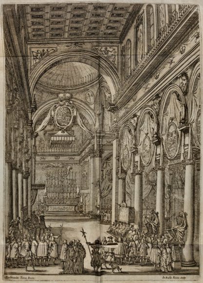 Esequie di Filippo Iv cattolico re di Spagna - Incisione di Ferdinando Tacca - Riproduzione riservata