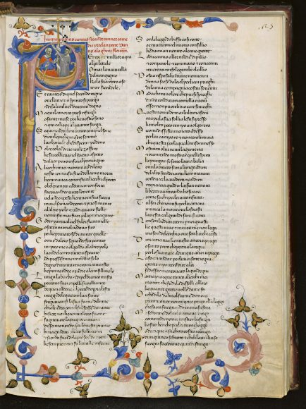 Firenze, Biblioteca Medicea Laurenziana, Pluteo 40.13 – Dante, Commedia (f. 25r: frontespizio del Purgatorio); copista: “copista di Vat”; miniatore: Maestro delle effigi domenicane.