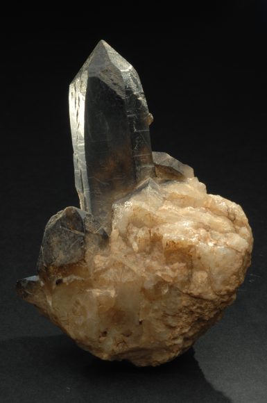 Grande cristallo di quarzo affumicato su matrice, appartenente alla collezione Foresi (San Piero in Campo)